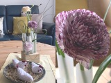 Von mamorierten Ranunkeln und gestrickten Hühnern – oder – Friday- Flowerday-Dekoration